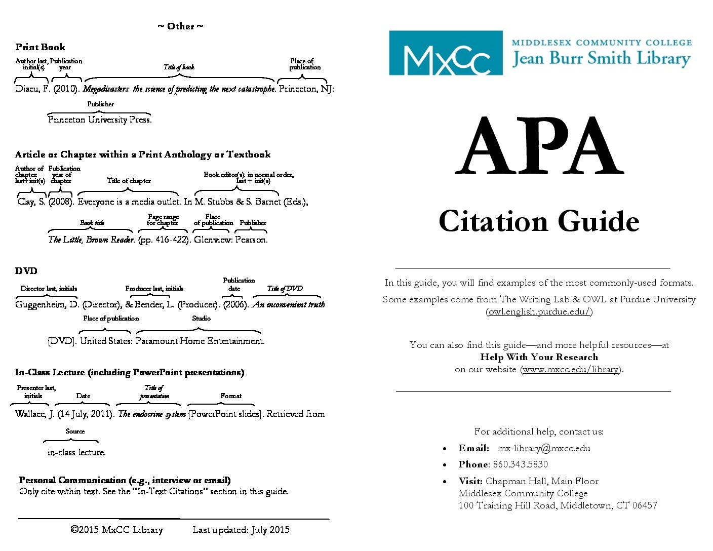 APA Citation Guide Middlesex Community College, CT