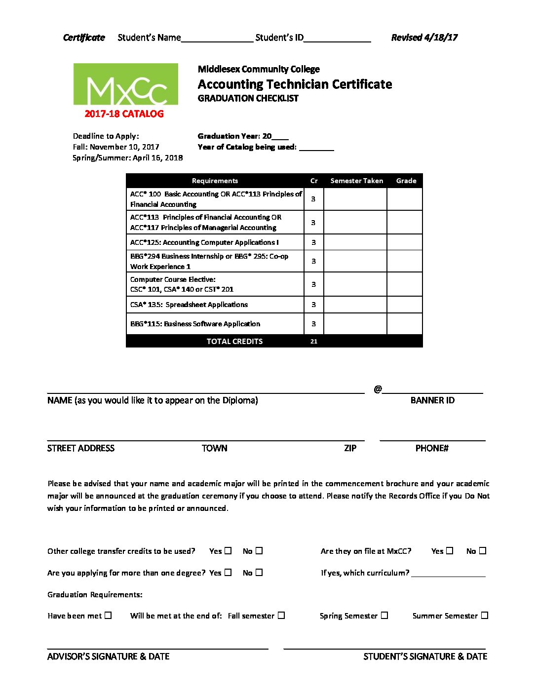 Accounting Technician Certificate 17 18 CT State Middlesex   Accounting Technician Certificate 17 18 Pdf 1 