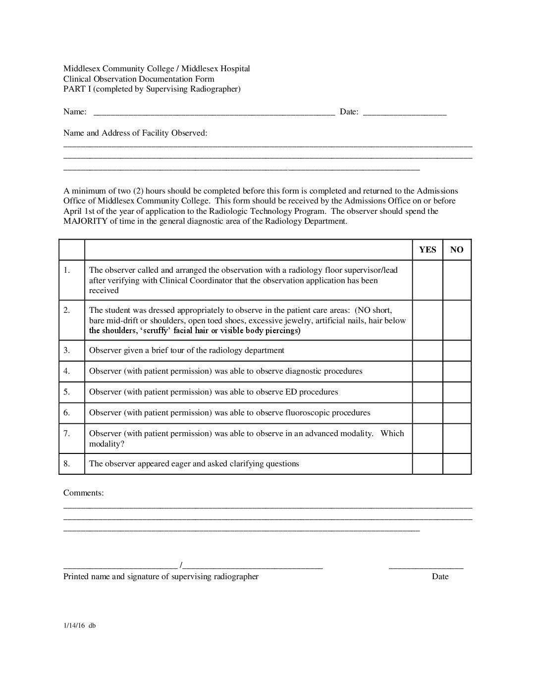 Off-SiteobservationDocumentation | CT State, Middlesex