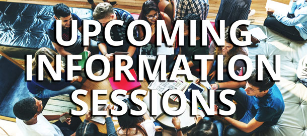 Upcoming Info Sessions graphic