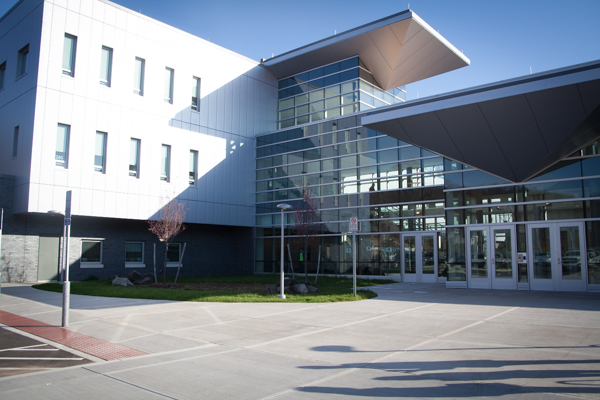 Glass exterior of Platt High School, Meriden, CT