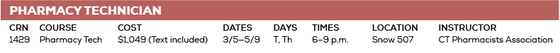 PHARMACY TECHNICIAN Spring 2019