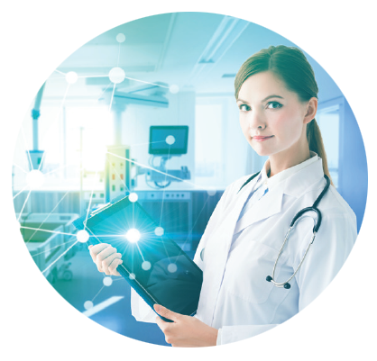 Healthcare worker with tablet