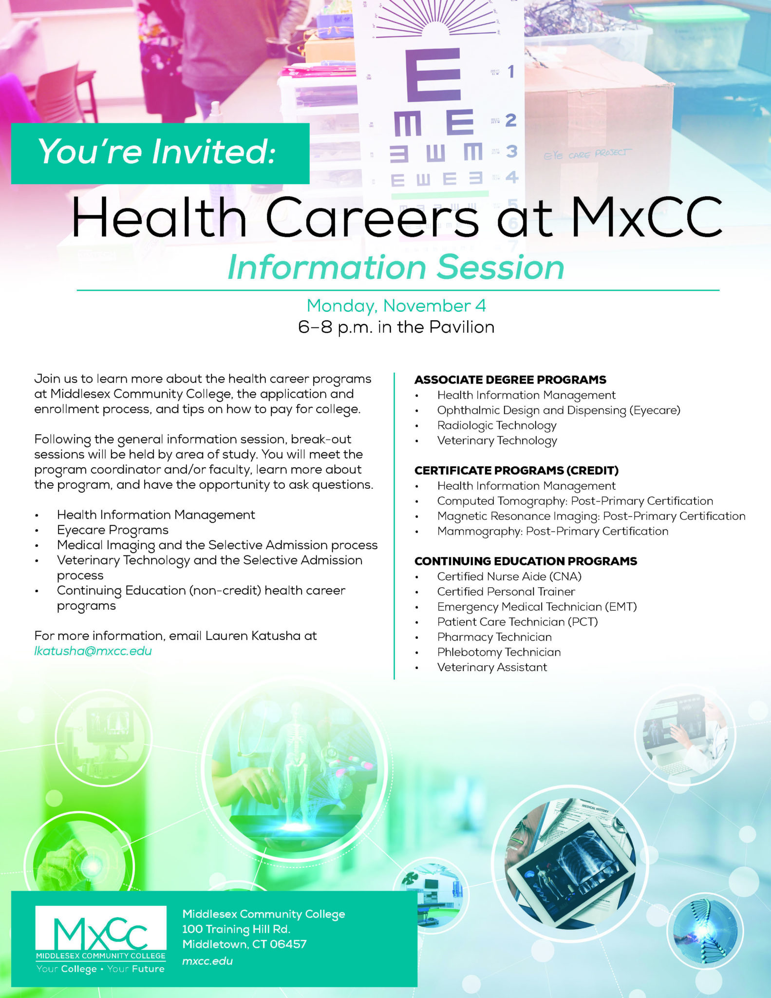 Health careers at MxCC flyer