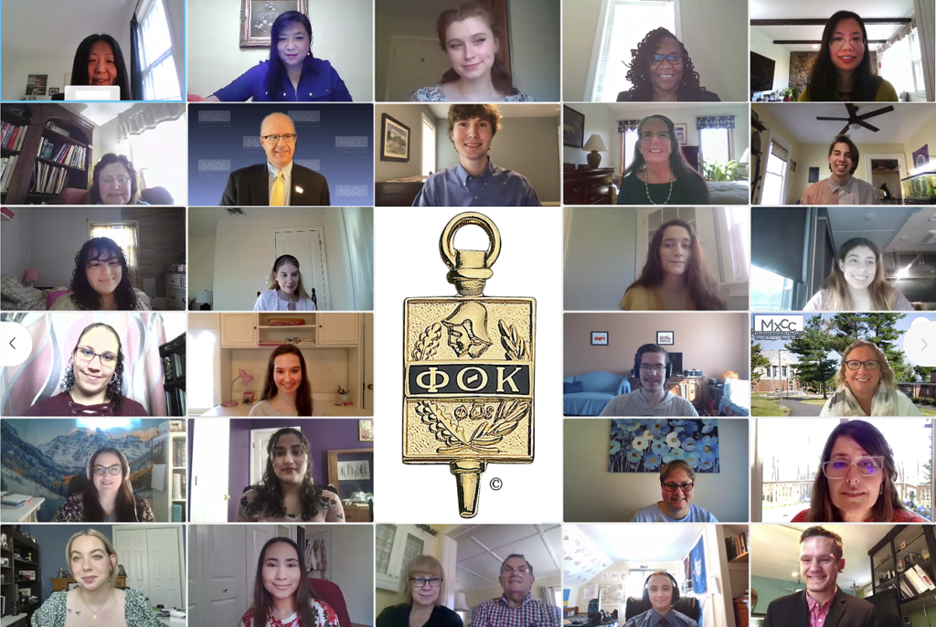 Screenshot of virtual induction ceremony
