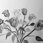 black and white pencil drawing roses