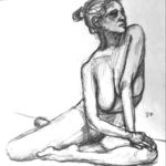black and white pencil drawing female nude