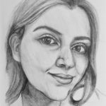 black and white pencil drawing female face