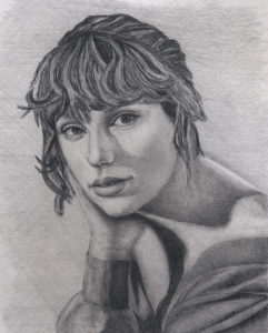 woman portrait black and white drawing