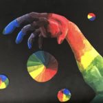 color theory hand and color wheel