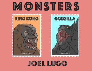 monsters postage stamps design