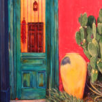 oil painting cactus and doorway
